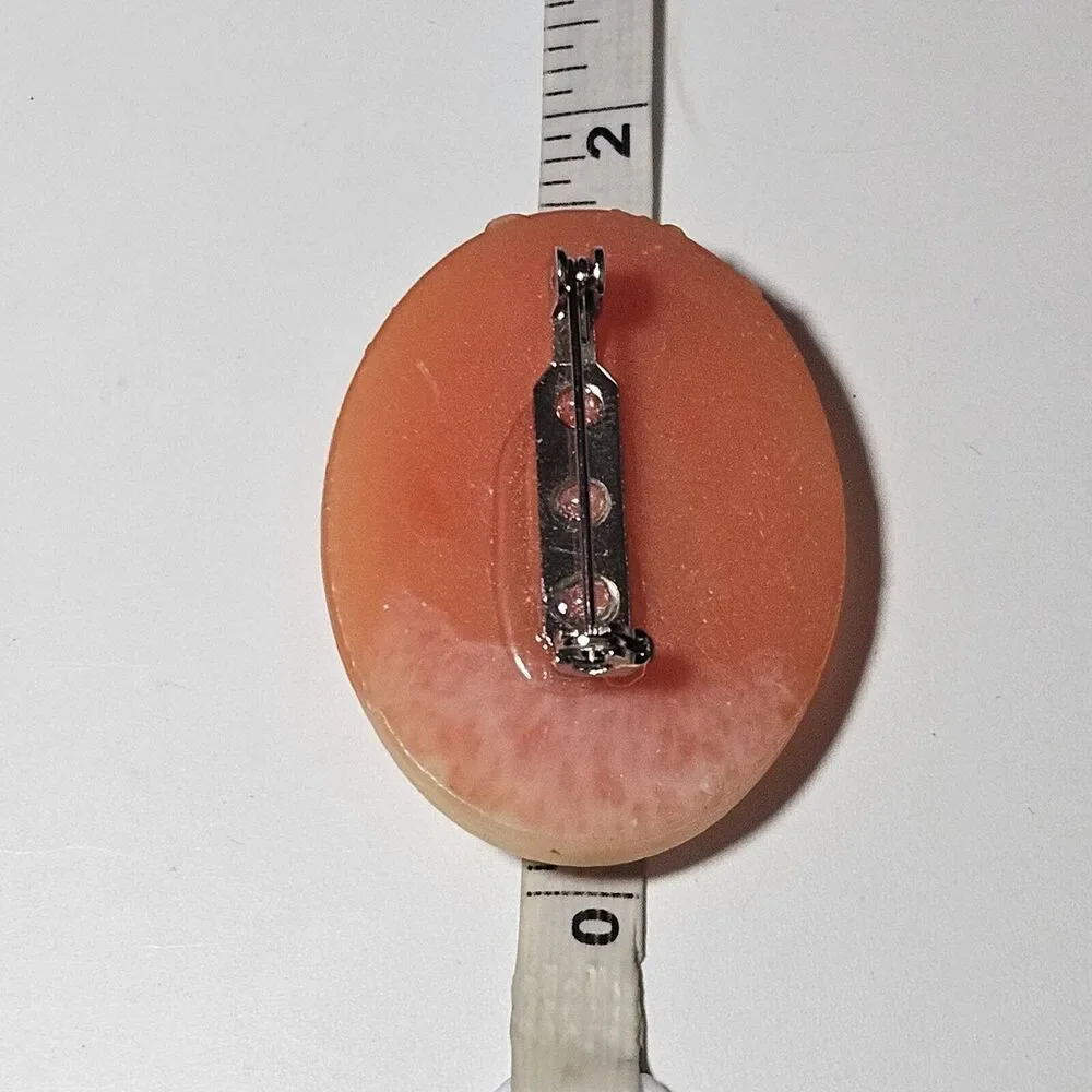 Peach And Cream Cameo Brooch